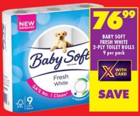 Baby Soft Fresh White 2-Ply Toilet Rolls