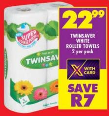 Twinsaver White Roller Towels 2 per pack