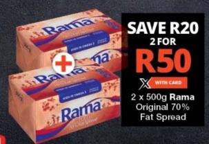 Rama Original 70% Fat Spread 2x500g