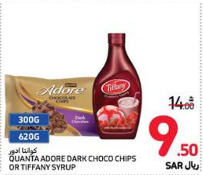 Quanta Adore Dark Choco Chips or Tiffany Syrup 300/620 GM 