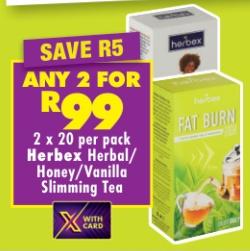 2x20 Per Pack Herbex Herbal/Honey/Vanilla Slimming Tea Any 2