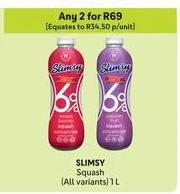 SLIMSY Squash (All variants) 1L Any 2