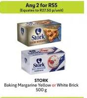 STORK Baking Margarine Yellow or White Brick 500g Any 2