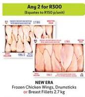 Frozen Chicken Wings, Drumsticks or Breast Fillets 2.7kg Any 2