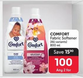 Any 2 COMFORT Fabric Softener (All variants) 800ml