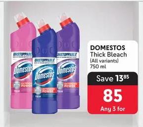 Any 3 DOMESTOS Thick Bleach (All variants) 750ml