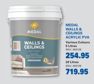 MEDAL WALLS & CEILINGS ACRYLIC PVA 20 Litres