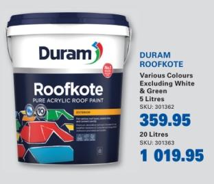 Duram Roofkote Pure Acrylic Roof Paint 20 Litres