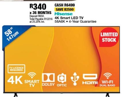 Hisense 4K Smart LED TV 58A6K