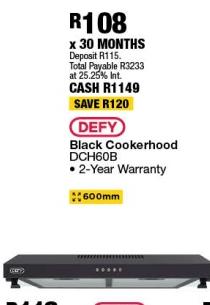 DEFY Black Cookerhood DCH60B