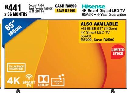 Hisense 4K Smart Digital LED TV 65A6K