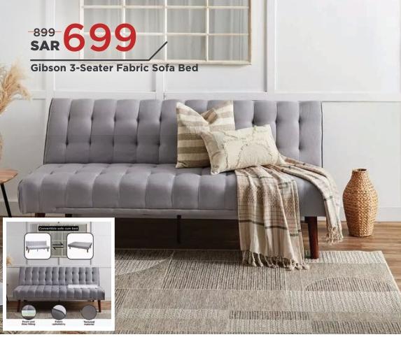 Gibson 3-Seater Fabric Sofa Bed