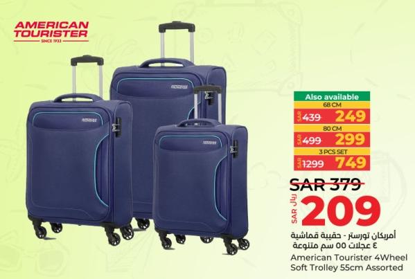 American Tourister 4 Wheel Soft Trolley 3 PCS SET Assorted