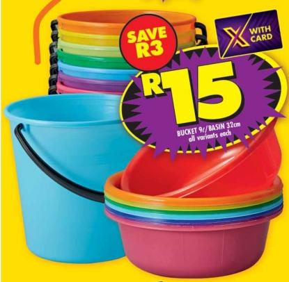 Bucket 9L/Basin 32cm, all variants each