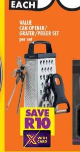 VALUE CAN OPENER/GRATER/PEELER SET