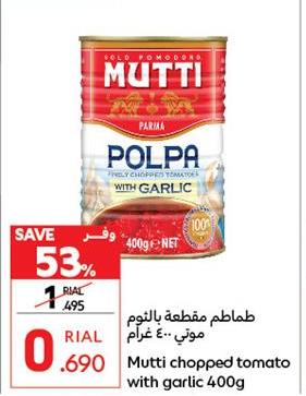 Mutti chopped tomato with garlic 400g