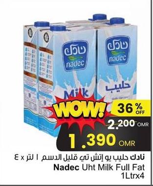 Nadec Uht Milk Full Fat 1Ltr x 4