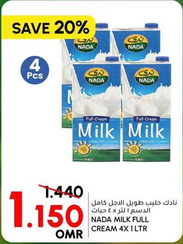 Nada Milk Full Cream 4x1 LTR