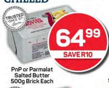 PnP or Parmalat Salted Butter 500g Brick Each