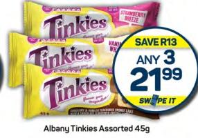 Albany Tinkies Assorted 45g Any 3