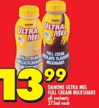 Danone Ultra Mel Full Cream Milkshake all variants 275ml each