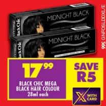 BLACK CHIC MEGA BLACK HAIR COLOUR 28ml each