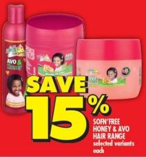 SOFN'FREE Honey & Avo Hair Range selected variants