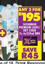 Savannah Premium Light/Dry Cider 2 x 6x330ml NRB