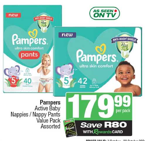 Pampers Active Baby Nappies / Nappy Pants Value Pack Assorted