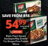 Fry's Plant-Based Sausages/Big Boerie/Fry Burger/Pea Protein Mince