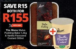 The Menu Malva Pudding Bake 1.2kg & Vanilla Flavoured Custard 500ml