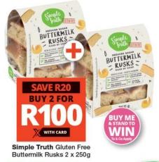 Simple Truth Gluten Free Buttermilk Rusks 2 x 250g