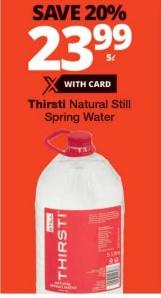 Thirsti Natural Still Spring Water 5 Ltr