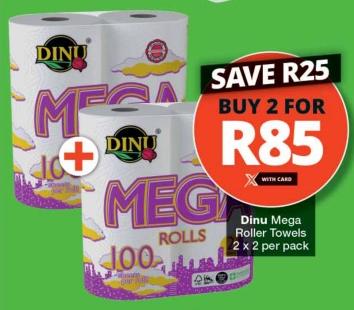 Dinu Mega Roller Towels 2 x 2 per pack