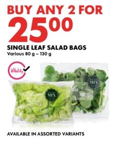 Single Leaf Salad Bags 80GM-130GM