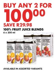 100% Fruit Juice Blends 6x200ml