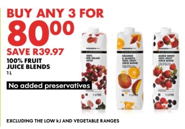 Woolworth 100% Fruit Juice Blends 1ltr 