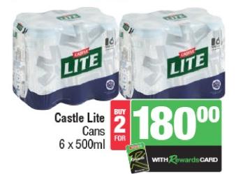 Castle Lite Cans 6 x 500ml 