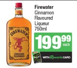 Firewater Cinnamon Flavoured Liqueur 750ml 