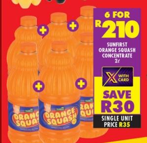 Sunfirst Orange Squash Concentrate 2L