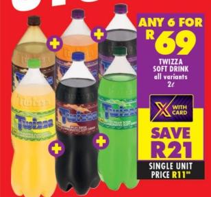 Any 5 Twizza Soft Drink all variants 2L