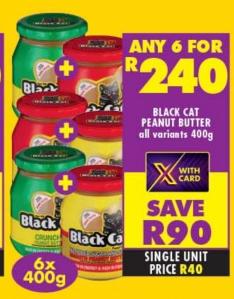 Any 6 Black Cat Peanut Butter all variants 400g