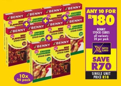 Any 10 Benny Stock Cubes, all variants, 24 per pack