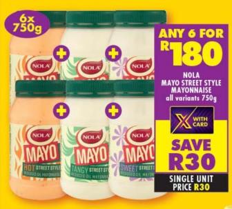 Any 6 NOLA Mayo Street Style Mayonnaise all variants 750g