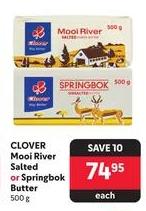 CLOVER Mooi River Salted or Springbok Butter 500g