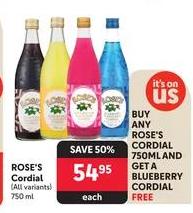 ROSE'S Cordial (All variants) 750 ml