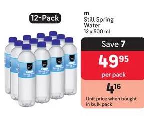 M Still Spring Water 12 x 500 ml