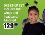 DRESS-UP SET Includes tutu, wings and headband; Assorted