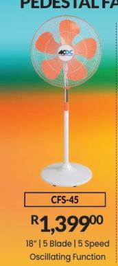 Pedestal Fan CFS-45, 5 Blade, 5 Speed Oscillating Function