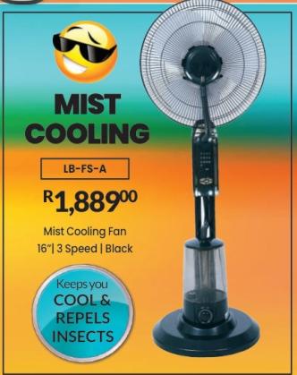 Mist Cooling Fan 16" 3 Speed Black